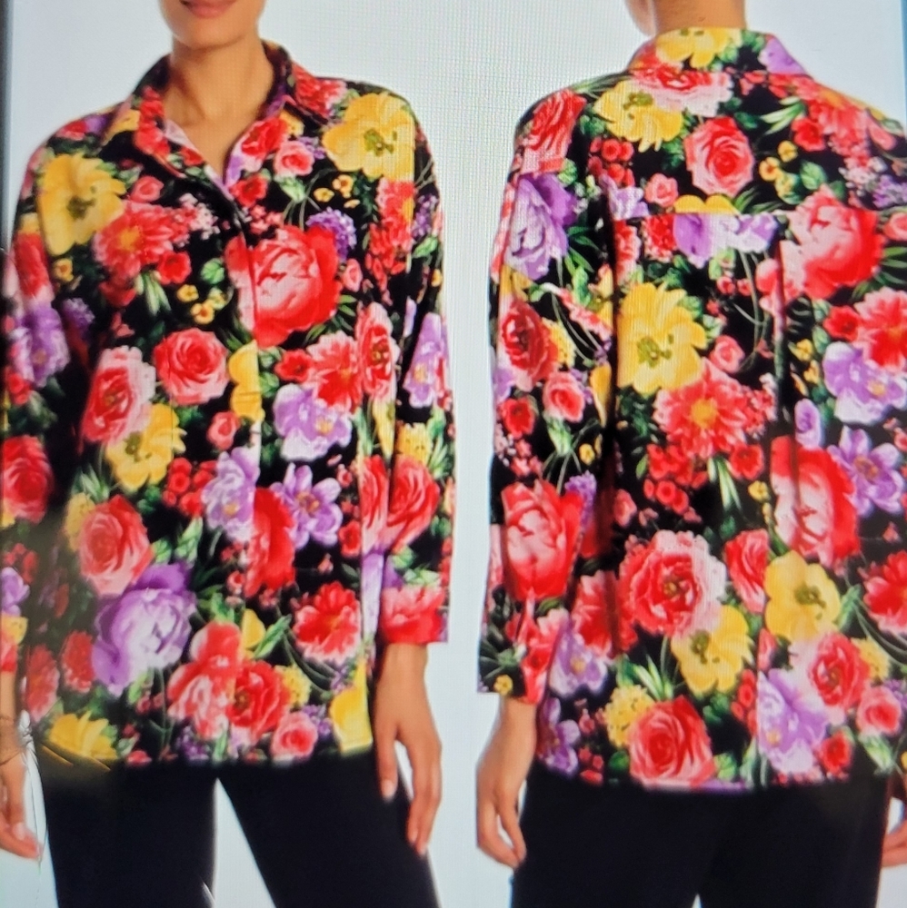 Catherine Malandrino women's Floral 1/4  Button Down Oversized Top Size S